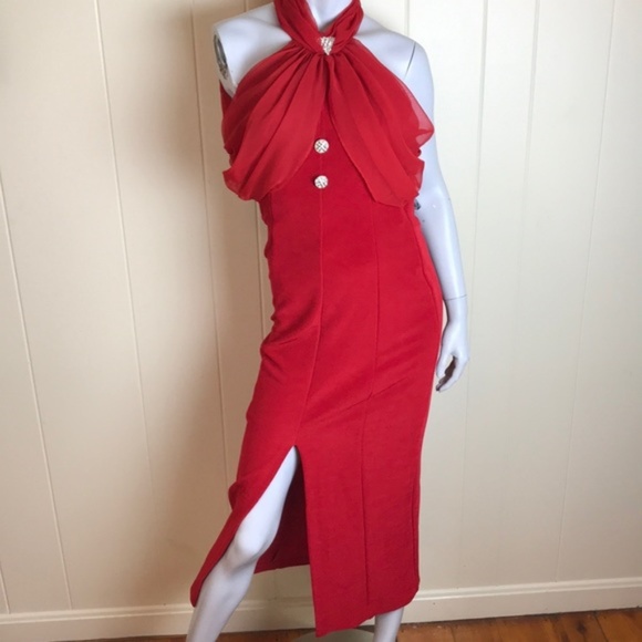 Vintage Dresses & Skirts - Vintage Red Holiday Party Pageant Prom Dress Gown